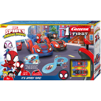 CARRERA FIRST 20063049 SPIDEY AND HIS AMAZING FRIENDS BATTERY OPERATED 2.4M TRACK WITH SPINNERS AGED 3+ 1/50 SCALE SLOT CAR SET