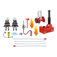 PLAYMOBIL 9468 FIRE FIGHTERS WITH WORKING WATER PUMP HOSE