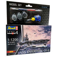 REVELL 05824 MODEL SET USS ENTERPRISE 1/1200 SCALE PLASTIC MODEL SHIP KIT WITH BRUSH, PAINTS AND GLUE