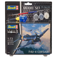 REVELL 63955 F4U-4 CORSAIR LEVEL 3  1/72 SCALE  PLASTIK MODEL SET   WITH BRUSH, PAINTS AND GLUE