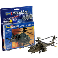 REVELL 64046 AH-64D LONGBOW APACHE  1/144 SCALE PLASTIC MODEL HELICOPTER KIT WITH BRUSH, PAINTS AND GLUE