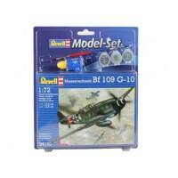 REVELL 64160 MESSERSCHMITT BF109 G-10 1/72 SCALE PLASTIC MODEL KIT WITH BRUSH, PAINTS AND GLUE