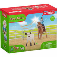 SCHLEICH 42577 FARM WORLD COWGIRL TEAM ROPPING FUN 9PC