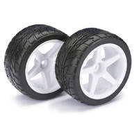 ABSIMA WHEEL SET 1/10 SCALE BUGGY TIRES 5 SPOKE WITH STREET REAR WHITE RIMS TYRES 2PC