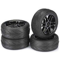 ABSIMA 2510003 1/10 SCALE WHEEL SET ONROAD 6 SPOKE PROFILE BLACK RUBBER TYRES