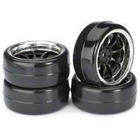 ABSIMA 2510043 WHEEL SET BLACK / CHROME 1:10 DRIFT TYRES 4 PACK