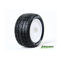 LOUISE WORLD L-T3188SWKR E-ROCKET 1/10 BUGGY TYRES MOUNDTED ON WHITE RIMS SOFT COMPOUND KYOSHO HEX 12MM