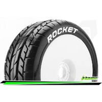 LOUISE L-T3190SW B-ROCKET 1/8 SCALE ON ROAD BUGGY TIRES SOFT MOUNTED ON WHITE RIMS 17MM HEX