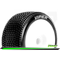 LOUISE L-T3194VW B-VIPER 1/8 SCALE OFF ROAD BUGGY TIRES SUPER SOFT MOUNTED ON WHITE RIMS 17MM HEX