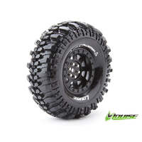 LOUISE L-T3231VB CR CHAMP 1:10 1.9 INCH CRAWLER TIRES MOUNTED SUPER SOFT BLACK RIM 12MM HEX