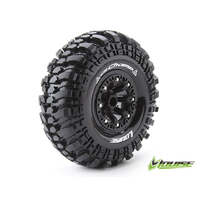 LOUISE L-T3236VB CR CHAMP 1:10 2.2INCH CRAWLER TIRES MOUNTED SUPER SOFT BLACK RIM HEX 12MM