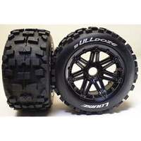 LOUISE L-T3244B BULLDOZER 1/5 SCALE BUGGY REAR TYRES PRE MOUNTED ON BLACK RIMS PAIR 24MM HEX FOR BAJA 5B