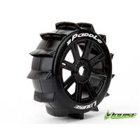 LOUISE L-T3249B B-PADDLE 1/8 SCALE OFF ROAD BUGGY TIRES MOUNTED ON BLACK RIMS 17MM HEX 2 PACK