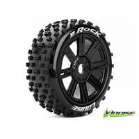 LOUISE L-T3270B B-ROCK 1/8 SCALE BUGGY TYRES MOUNTED ON BLACK SPOKE RIMS 17MM HEX TIRES