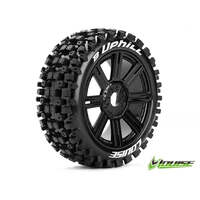 LOUISE L-T3271B B-UPHILL 1/8TH BUGGY TYRE MOUNTED ON BLACK SPOKE RIMS 17MM HEX