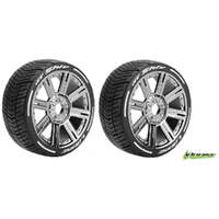 LOUISE TIRES L-T3284VBC GT SHIV 1/8 SCALE ON ROAD GT SUPER SOFT MFT WITH BLACK CHROME RIM MOUNTED TYRES