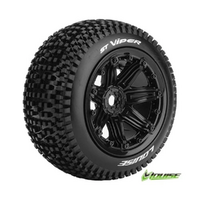 LOUISE L-T3289B ST VIPER 1:8 STADIUM TRUCK TIRES MOUNTED BLACK BEAD LOCK RIM HEX 17MM