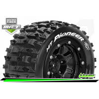 LOUISE LT3329SB PIONEER MONSTER TRUCK TIRE SOFT ON 1/2 OFFSET BEADLOCK BLACK RIM HEX 17MM MOUNTED TYRES