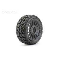 JETKO 1501RBMSGB 1/8 BUGGY EX-TOMAHAWK TYRES RADIAL RIM/BLACK/MEDIUM SOFT 2 PCS