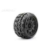 JETKO 1601CBMSGBB1 1/8 SGT 3.8 EX-TOMAHAWK TYRES CLAW RIM/BLACK/MEDIUM SOFT/17MM/NARROW 2 PCS