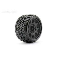 JETKO JKO1603CBMSGBB3 1/8 EX-ROCKFORM SGT 3.8/ CLAW RIM/BLACK/MEDIUM SOFT/GLUED/BLTED/12MM WIDE  FOR TRAXXAS HOSS 2PCES