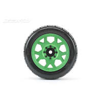 JETKO JKO5801CGMSGBB1 1/5 XMT EX-TOMAHAWK TYRES/ CLAW RIM/METAL GREEN/MEDIUM SOFT/GLUED/BLTED/24MM FOR TRAXXAS X-MAXX 2PCES