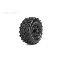 JETKO 3105CBMSGB 1/10 SC EX-WASTELAND BLACK CLAW RIM MEDIUM SOFT BELTED TYRES 2 PCS