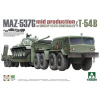 TAKOM 5013 MAZ-537G MID PRODUCTION MID PRODUCTION WITH CHMZAP-5247G SEMITRAILER AND T-54B 1/72 SCALE TANK AND VEHICLE PLASTIC MODEL KIT