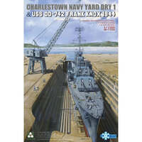 TAKOM SP-7058 CHARLESTOWN NAVY YARD DRY DOCK 1 AND USS DD-742 FRANK KNOX 1944 1/700 SCALE SHIP PLASTIC MODEL KIT