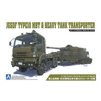 AOSHIMA A005432 TYPE10 MBT AND HEAVY SEMI TRAILER 1:72 PLASTIC MODEL TRUCK KIT