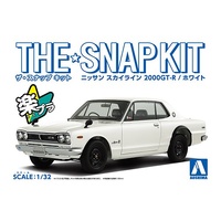 AOSHIMA 05883 SNAP TOGETHER NISSAN SKYLINE 2000 GT-2 WHITE 1/32 SCALE SNAP TOGETHER PLASTIC MODEL KIT