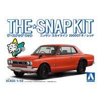 AOSHIMA 05884 SNAP TOGETHER NISSAN SKYLINE 2000 GT-2 RED 1/32 SCALE SNAP TOGETHER PLASTIC MODEL KIT