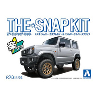 AOSHIMA 06681 SNAP TOGETHER SUZUKI JIMNY SILKY SILVER METALIC CUSTOM WHEEL 1/32 SCALE SNAP TOGETHER PLASTIC MODEL KIT