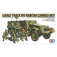 TAMIYA 35083 U.S HALFTRACK 81MM MORTAR CARRIER M21 WITH 4 FIGURES 1/35 SCALE PLASTIC MODEL KIT