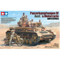 TAMIYA 25208 PANZERKAMPFWAGEN IV AUSF.F AND MOTORCYCLE1:35 SCALE PLASTIC MODEL KIT