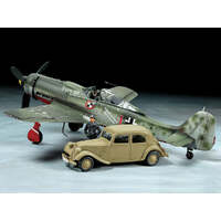 TAMIYA 25213 FOCKE WULF FW190 D-9 JV44 AND CITROEN 11CV STAFF CAR SET 1/48 SCALE PLASTIC MODEL KIT