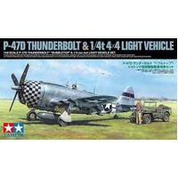 TAMIYA 25214 P-47D THUNDERBOLT  BUBBLETOP AND 1/4T 4X4 LIGHT VEHICLE 1:48 SCALE PLASTIC MODEL KIT