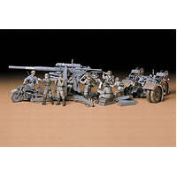 TAMIYA 35017 GERMAN 88MM GUN FLAK 36/37 FIVE FIGURES AND MOTORBIKE INCLUDED1/35 SCALE PLASTIC MODEL KIT ARTILLERY