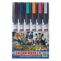 MR HOBBY GMS-125 GUNDAM METALLIC MARKER SET 2 INCLUDES 6 MARKERS