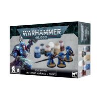 WARHAMMER 40,000 - 60-11 INFERNUS MARINES AND PAINT SET INCUDES 3 SPACE MARINES 6 CITADEL PAINTS AND 1 BRUSH