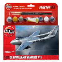 AIRFIX A55204 DE HAVILLAND VAMPIRE T.11 1:72  STARTER PLASTIC MODEL KIT - PAINT/BRUSH/CEMENT INCLUDED