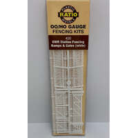 PECO RATIO 420 GWR STATION FENCING RAMPS AND GATES IN WHITE OO/HO GAUGE FENCING KIT