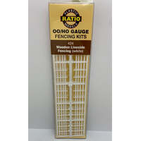 PECO RATIO 424 WOODEN LINESIDE FENCING IN WHITE (4 BAR) OO/HO GAUGE FENCING KIT