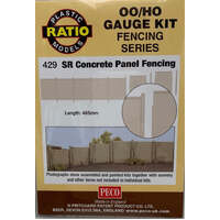 PECO RATIO 429 SR CONCRETE PANEL FENCING  OO/HO GAUGE FENCING SERIES KIT 485MM