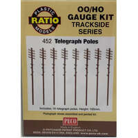 PECO 452 TELEGRAPH POLES OO/HO GAUGE TRACKSIDE SERIES