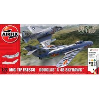 AIRFIX 50185 MIG 17F FRESCO DOUGLAS A-4B SKYHAWK 1:72 PLASTIC MODEL PLANE KIT PAINT AND CEMENT INCLUDED