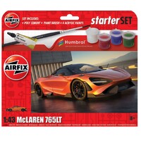 AIRFIX 55006 MCLAREN 765LT SUPER CAR STARTER SET INCLUDES GLUE AND PAINT 1/43 SCALE PLASTIC MODEL KIT