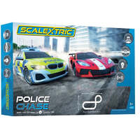 SCALEXTRIC  C1433 POLICE CHASE SLOT CAR SET INCLUDES BMW 330I M POLICE CAR VS CORVETTE C8R