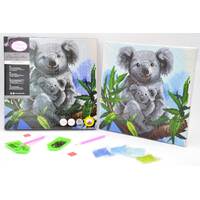 CRAFT BUDDY DIY CRYSTAL ART KIT CUDDLY KOALAS 30CM X 30CM FULL CRYSTAL