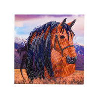 CRAFT BUDDY DIY CRYSTAL ART CARD KIT HORSE 18CM X 18CM PARTIAL CRYSTAL